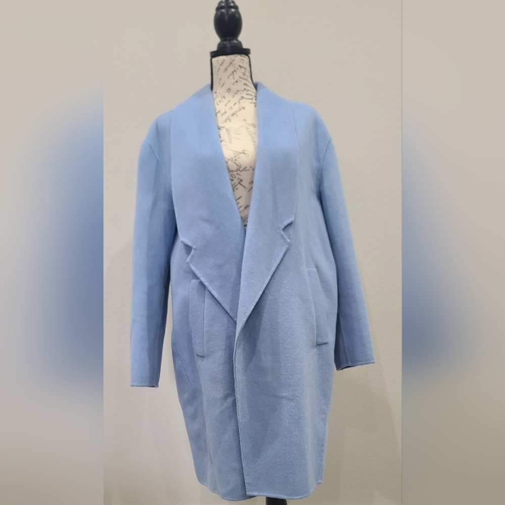 Light Blue Women's Open Front Coat